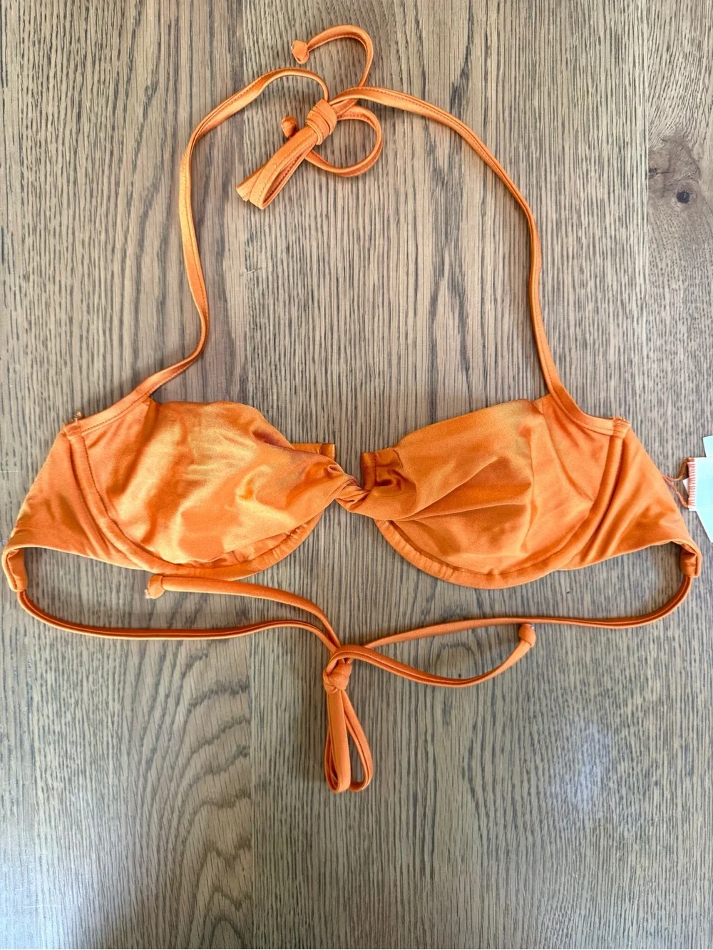 L*Space Toni Bikini Top Orange Twist Front Halter Size S NWT